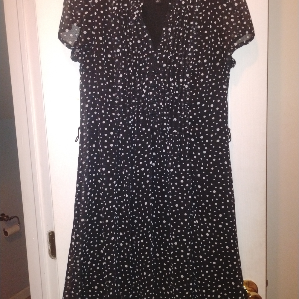 MSK Black and White Polka Dot Midi Dress